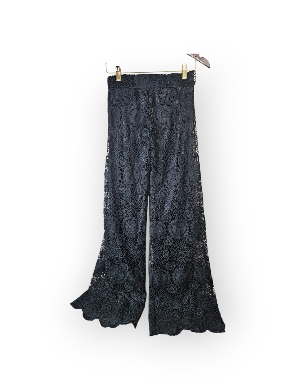 ADORN Black Crochet Lace Wide Leg Pants Size Small - Picture 5 of 5